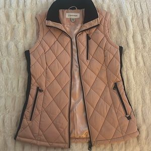 Calvin Klein pink and black vest with silk lining zippered pockets Size XS